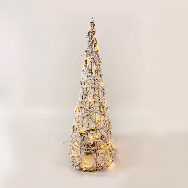 RATTAN CONE TREE WITH SNOW 30 MINI WW LED ΛΑΜΠ. ΜΠΑΤ. 3ΧΑΑ,IP20 Φ18.5Χ50CM ACA – X11301110