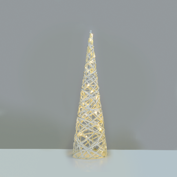 “WHITE & SILVER CONE TREE” 30 MINI WW LED ΛΑΜΠ. ΜΠΑΤ. 3ΧΑΑ,IP20 Φ17X60CM ACA – X11301118