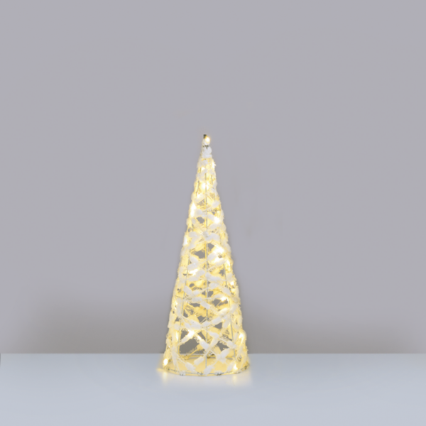 “WHITE COTTON THREAD CONE TREE” 30 MINI WW LED ΛΑΜΠ. ΜΠΑΤ. 3ΧΑΑ,IP20 Φ18.5X50CM ACA – X11301119