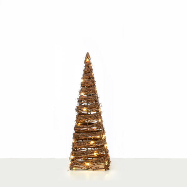 “NATURAL RATTAN CONE TREE” 30 MINI WW LED ΛΑΜΠ. ΜΠΑΤ. 3ΧΑΑ,IP20 Φ17X50CM ACA – X11301120