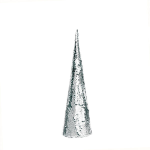 SILVER & WHITE SEQUIN CONE TREE 35 WW LED ΛΑΜΠ. ΜΠΑΤ. 3ΧΑΑ,IP20 Φ27.5X90CM ACA – X1135117