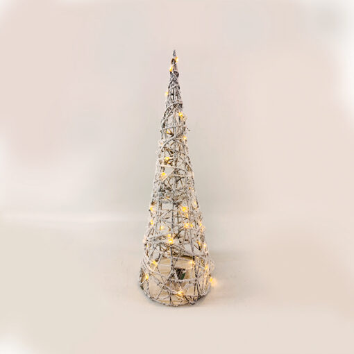 RATTAN CONE TREE WITH SNOW 40 MINI WW LED ΛΑΜΠ. ΜΠΑΤ. 3ΧΑΑ,IP20 Φ20.5X60CM ACA – X11401110