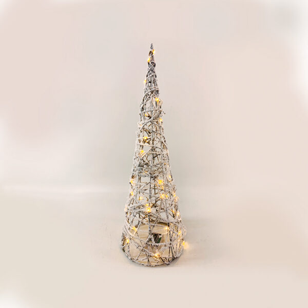RATTAN CONE TREE WITH SNOW 40 MINI WW LED ΛΑΜΠ. ΜΠΑΤ. 3ΧΑΑ,IP20 Φ20.5X60CM ACA – X11401110