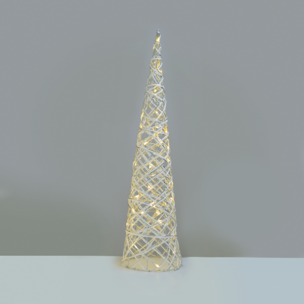 “WHITE & SILVER CONE TREE” 40 MINI WW LED ΛΑΜΠ. ΜΠΑΤ. 3ΧΑΑ,IP20 Φ20.5X80CM ACA – X11401118