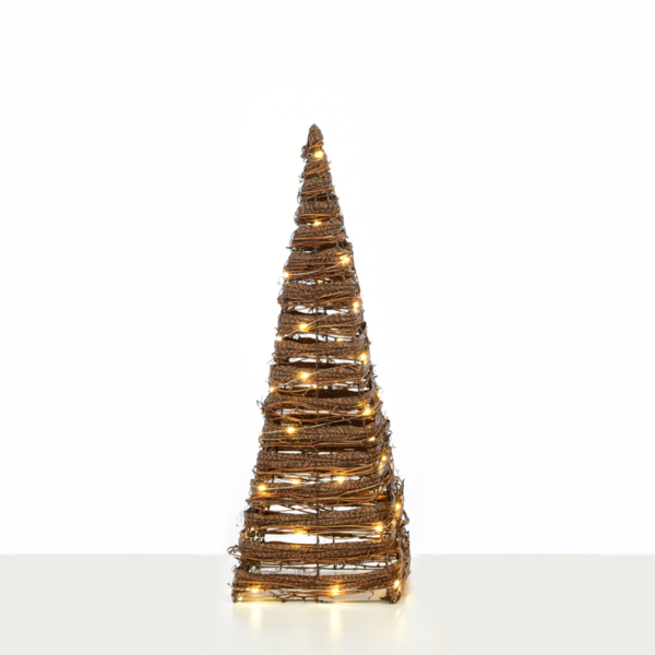 “NATURAL RATTAN CONE TREE” 40 MINI WW LED ΛΑΜΠ. ΜΠΑΤ. 3ΧΑΑ,IP20 Φ22X60CM ACA – X11401120