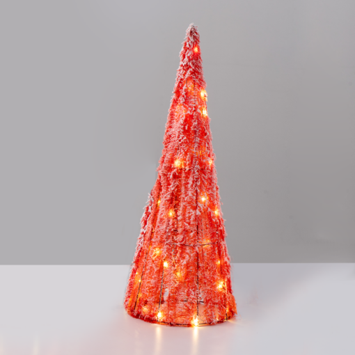 “RED TINSEL CONE TREE” 40 MINI WW LED ΛΑΜΠ. ΜΠΑΤ. 3ΧΑΑ,IP20 Φ27.5X90cm ACA – X114011333