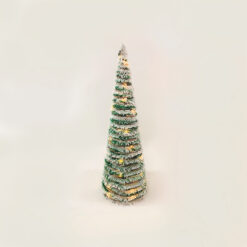 GREEN RATTAN CONE TREE WITH SNOW 40 MINI WW LED ΛΑΜΠ. ΜΠΑΤ. 3ΧΑΑ,IP20 Φ20.5X60CM ACA – X1140119
