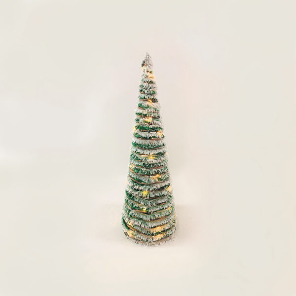 GREEN RATTAN CONE TREE WITH SNOW 40 MINI WW LED ΛΑΜΠ. ΜΠΑΤ. 3ΧΑΑ,IP20 Φ20.5X60CM ACA – X1140119