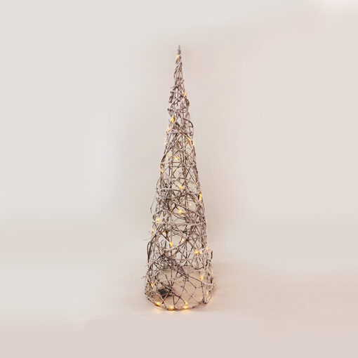 RATTAN CONE TREE WITH SNOW 50 MINI WW LED ΛΑΜΠ. ΜΠΑΤ. 3ΧΑΑ,IP20 Φ27.5X90CM ACA – X11501110