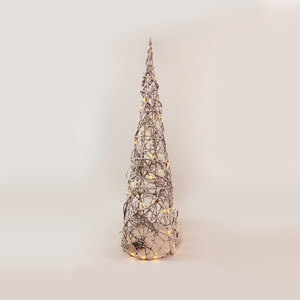 RATTAN CONE TREE WITH SNOW 50 MINI WW LED ΛΑΜΠ. ΜΠΑΤ. 3ΧΑΑ,IP20 Φ27.5X90CM ACA – X11501110
