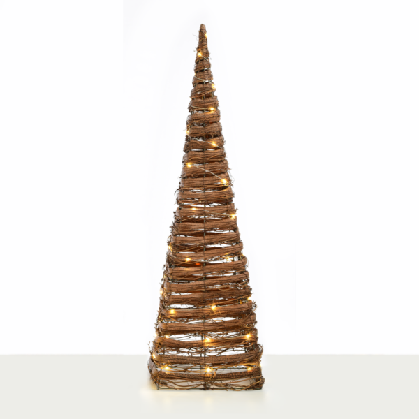 “NATURAL RATTAN CONE TREE” 50 MINI WW LED ΛΑΜΠ. ΜΠΑΤ. 3ΧΑΑ,IP20 Φ27X90CM ACA – X11501120