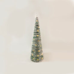 GREEN RATTAN CONE TREE WITH SNOW 50 MINI WW LED ΛΑΜΠ. ΜΠΑΤ. 3ΧΑΑ,IP20 Φ27.5X90CM ACA – X1150119
