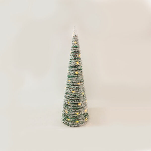 GREEN RATTAN CONE TREE WITH SNOW 50 MINI WW LED ΛΑΜΠ. ΜΠΑΤ. 3ΧΑΑ,IP20 Φ27.5X90CM ACA – X1150119