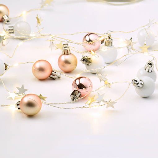 “XMAS ΓΙΡΛΑΝΤΑ ΛΕΥΚΕΣ ΜΠΑΛΕΣ” 20 LED WW ΛΑΜΠΑΚ ΣΕΙΡΑ ΑΣΗΜΙ ΚΑΛ ΧΑΛΚΟΥ, ΜΠΑΤ (2xAA) IP20 190+30cm  ACA – X13201102