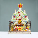 WOODEN XMAS TREE WITH FIREPLACE 16 LED ΘΕΡΜΑ  ΔΙΑΚΟΣΜΗΤΙΚΟ ΜΠΑΤ 2ΧΑΑ IP20 21.5x6x40cm ACA – X15161105