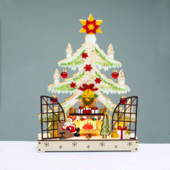 WOODEN XMAS TREE WITH FIREPLACE 16 LED ΘΕΡΜΑ  ΔΙΑΚΟΣΜΗΤΙΚΟ ΜΠΑΤ 2ΧΑΑ IP20 21.5x6x40cm ACA – X15161105