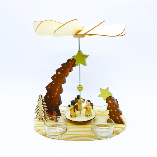 WOODEN TEA LIGHT PYRAMID ANGELS ΔΙΑΚΟΣΜΗΤΙΚΟ (ΧΩΡΙΣ ΚΕΡΑΚΙΑ) 21×13.5x22cm ACA – X152203