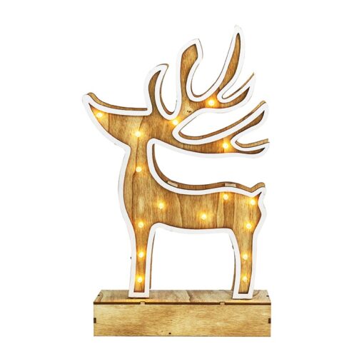 WOODEN REINDEER DECOR LIGHTS” ΤΑΡΑΝΔΟΣ 16 LED ΛΑΜΠΑΚIA ΜΠΑΤΑΡ(2xAAA) ΘΕΡΜΟ ΛΕΥΚΟ IP20 19x33x6cm ACA – XDEERWW333A