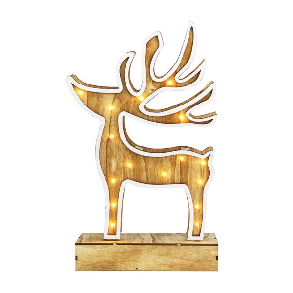 WOODEN REINDEER  DECOR LIGHTS” ΤΑΡΑΝΔΟΣ 16 LED ΛΑΜΠΑΚIA ΜΠΑΤΑΡ(2xAAA) ΘΕΡΜΟ ΛΕΥΚΟ IP20 19x33x6cm ACA – XDEERWW333A