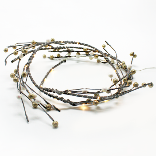 “CHRISTMAS WREATH” ΣΤΕΦΑΝΙ ΠΕΡΛΕΣ 30 MINI LED ΛΑΜΠ ΜΕ ΚΑΛΩΔΧΑΛΚΟΥ&ΜΠΑΤΑΡ.(3xAA) ΘΕΡΜΟ ΛΕΥΚΟ ACA – XFPEARL302A