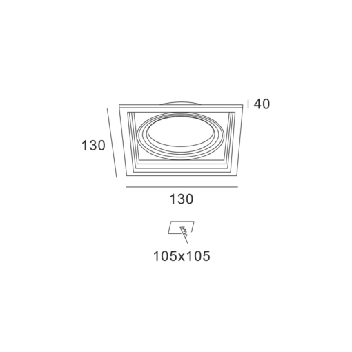 Βάση Σπότ Χωνευτή 130×130 Λευκή 1xGU10 ACA – XMGU1W