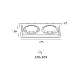 Βάση Σπότ Χωνευτή 130×225 Μαύρη 2xGU10 ACA – XMGU2B