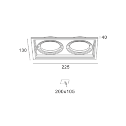 Βάση Σπότ Χωνευτή 130×225 Λευκή 2xGU10 ACA – XMGU2W