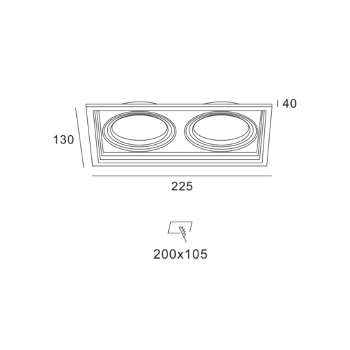 Βάση Σπότ Χωνευτή 130×225 Λευκή 2xGU10 ACA – XMGU2W