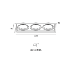 Βάση Σπότ Χωνευτή 130×320 Λευκή 3xGU10 ACA – XMGU3W