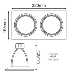 ACA ΣΠΟΤ AR111 XMS ΔΙΠΛΟ ΛΕΥΚΟ ΤΕΤΡΑΓΩΝΟ 320×165  –  XMSAR2W