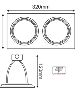 ACA ΣΠΟΤ AR111 XMS ΔΙΠΛΟ ΛΕΥΚΟ ΤΕΤΡΑΓΩΝΟ 320×165  –  XMSAR2W