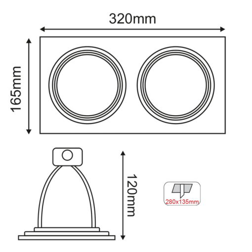 ACA ΣΠΟΤ AR111 XMS ΔΙΠΛΟ ΛΕΥΚΟ ΤΕΤΡΑΓΩΝΟ 320×165  –  XMSAR2W
