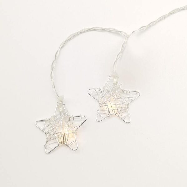 METAL STARS 10LED ΛΑΜΠΑΚIA ΣΕΙΡΑ ΜΠΑΤΑΡ.(3xAA)ΘΕΡΜΟ ΛΕΥΚΟ ΑΣΗΜΙ ΜΕΤΑΛΛΟ IP20 135+30cm ΔΙΑΦΑΝ ΚΑΛΩ ACA – XMSSTAR10WW2A