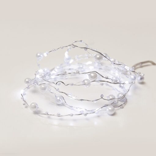 PEARL Σχέδιο 20 LED ΛΑΜΠΑΚIA ΣΕΙΡΑ ΨΥΧΡΟ ΛΕΥΚΟ ΑΣΗΜΙ ΚΑΛΩΔ ΧΑΛΚΟΥ & ΜΠΑΤΑΡ 2xAA IP20 2m+10cm 1.2W ACA – X01201111