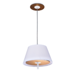 ACA DECOR   – Κρεμαστό Φωτιστικό 1ΧE27 Αντικέ Ορείχαλκος Mdf+Λευκό Μέταλλο + Ύφασμα Φ39XH80cm