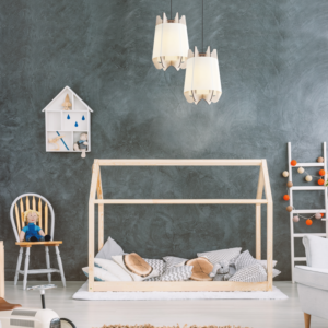 ACA DECOR   – Κρεμαστό Φωτιστικό 1ΧE27 Λευκό Πλαστικό Απόχρωση Ξύλου  Mdf Φ35ΧΗ120cm