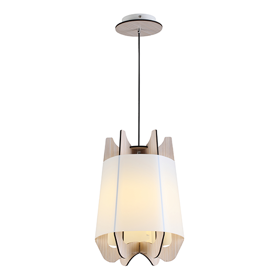 ACA DECOR   – Κρεμαστό Φωτιστικό 1ΧE27 Λευκό Πλαστικό Απόχρωση Ξύλου  Mdf Φ35ΧΗ120cm