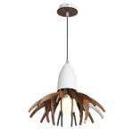 ACA DECOR   – Κρεμαστό Φωτιστικό 1ΧE27 Απόχρωση   Ξύλου Mdf + Λευκό Μεταλλικό Φ35XH80cm