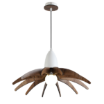 ACA DECOR   – Κρεμαστό Φωτιστικό 1ΧE27 Απόχρωση Ξύλου Mdf + Λευκό Μεταλλικό Φ50XH80cm