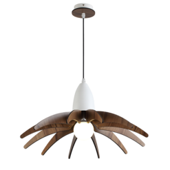 ACA DECOR   – Κρεμαστό Φωτιστικό 1ΧE27 Απόχρωση Ξύλου Mdf + Λευκό Μεταλλικό Φ50XH80cm