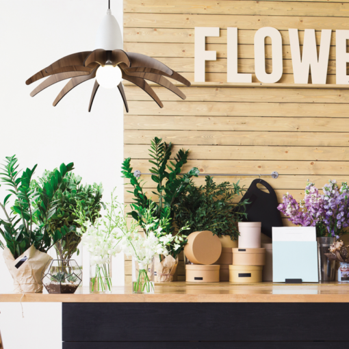 ACA DECOR   – Κρεμαστό Φωτιστικό 1ΧE27 Απόχρωση Ξύλου Mdf + Λευκό Μεταλλικό Φ50XH80cm
