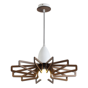 ACA DECOR   – Κρεμαστό Φωτιστικό 1ΧE27 Απόχρωση Σκούρου Ξύλου Mdf + Λευκό Μεταλλικό ACA – ZM170051P