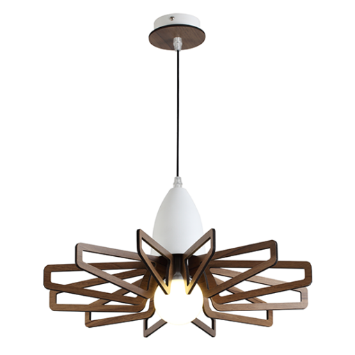 ACA DECOR   – Κρεμαστό Φωτιστικό 1ΧE27 Απόχρωση Σκούρου Ξύλου Mdf + Λευκό Μεταλλικό ACA – ZM170051P