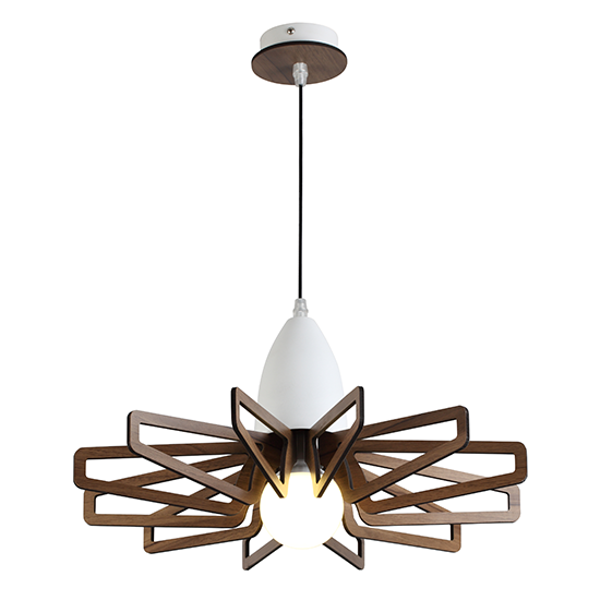ACA DECOR   – Κρεμαστό Φωτιστικό 1ΧE27 Απόχρωση Σκούρου Ξύλου Mdf + Λευκό Μεταλλικό ACA – ZM170051P