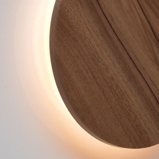 ACA DECOR  – Επιτοίχιο Φωτιστικό LED 5W 3000Κ Απόχρωση Σκούρου Ξύλου Mdf Κύκλος Φ14XH3,6cm