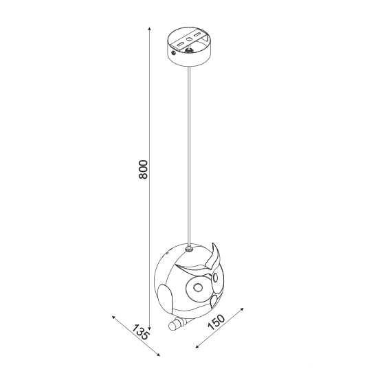 ACA DECOR  – Κρεμαστό Φωτιστικό 1ΧΕ14 Μπλε Πλαστικό Κουκουβάγια 15Χ13,5ΧΗ80cm