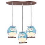 ACA DECOR   – Κρεμαστό Φωτιστικό 3ΧΕ14 Μπλε Πλαστικό Κουκουβάγια 50Χ30ΧΗ100cm