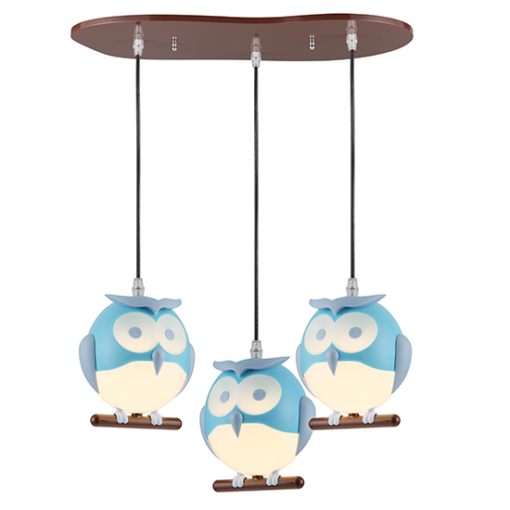 ACA DECOR   – Κρεμαστό Φωτιστικό 3ΧΕ14 Μπλε Πλαστικό Κουκουβάγια 50Χ30ΧΗ100cm