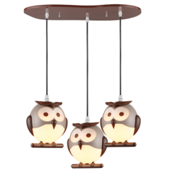 ACA DECOR – Κρεμαστό Φωτιστικό 3ΧΕ14 Καφέ Πλαστικό Κουκουβάγια 50Χ30ΧΗ100cm