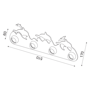 ACA DECOR  – Επίτοιχο Φωτιστικό 4ΧΕ27 Μπλε Μεταλλικό + Mdf Θάλασσα 51Χ17Χ13,5cm